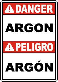 Bilingual Danger Argon Sign