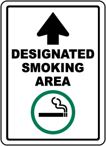 Designated Smoking Area with Up Arrow Sign
