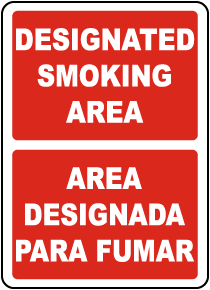 Bilingual Designated Smoking Area Sign