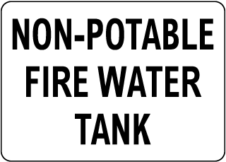 Non-Potable Fire Water Tank Sign