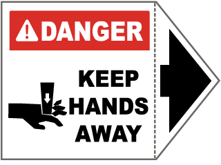 Danger Keep Hands Away Arrow Label