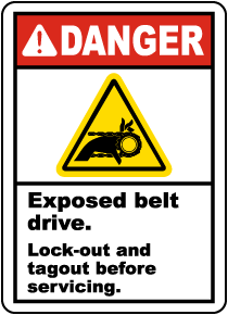 Exposed Belt Drive Lock-Out Label