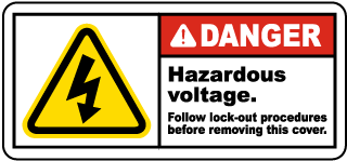 Hazardous Voltage Follow Lockout Label