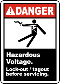 Danger Hazardous Voltage Follow Lock Out Procedure LABEL DECAL STICKER 