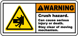 Crush Hazard Stay Clear Label