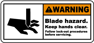 Blade Hazard Keep Hands Clear Label