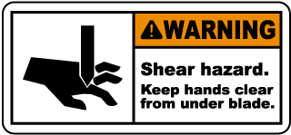 Shear Hazard Keep Hands Clear Label