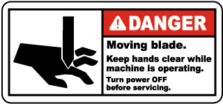 Moving Blade Keep Hands Clear Label