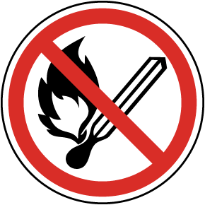 No Open Flame Symbol Label