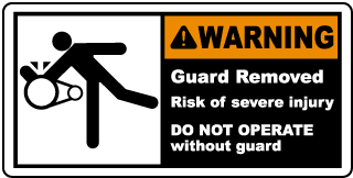 Guard Removed Risk of Injury Label