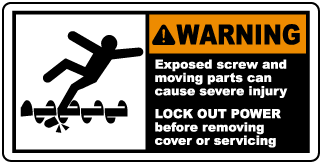 Exposed Screw Can Cause Injury Label
