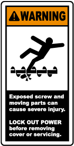 Exposed Screw & Moving Parts Label