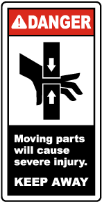 Moving Parts Will Severely Injure Label