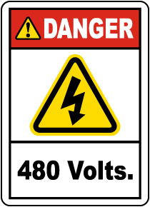Danger 480 Volts Label