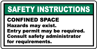 Confined Space Instructions Label