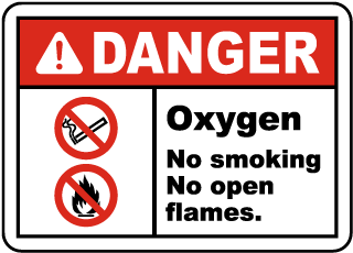 Oxygen No Smoking No Open Flame Label