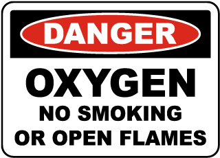 Oxygen No Smoking or Open Flame Label