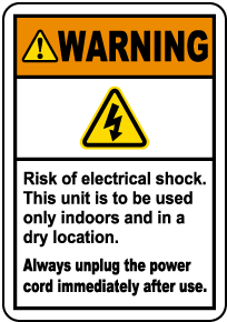 Always Unplug The Power Cord Label