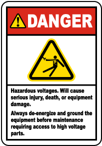 Danger Hazardous Voltages Label