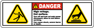 Danger High Voltage Hot Surface Label