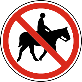 No Horse Riding Label