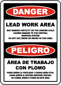 Bilingual OSHA Lead Work Area Sign