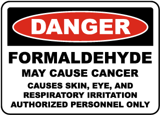 5 x... ComplianceSigns Vinyl OSHA DANGER Formaldehyde May Cause Cancer Labels 