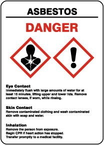 Asbestos Eye Skin Inhalation GHS Sign