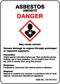 Asbestos Amosite Prevention GHS Sign