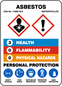 HMIS Asbestos Anthophyllite Sign
