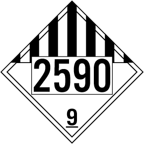 UN # 2590 Hazard Class 9 Placard 