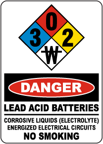 3-0-2-W Danger Lead Acid Batteries Sign