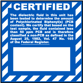 Certified Non PCB Label