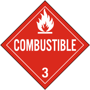 Combustible Class 3 Placard