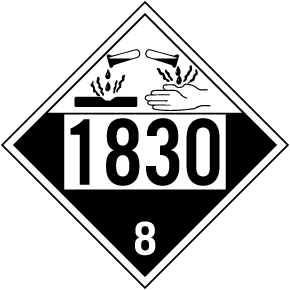 UN # 1830 Class 8 Corrosive Placard