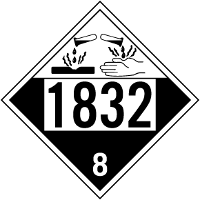 UN # 1832 Class 8 Corrosive Placard
