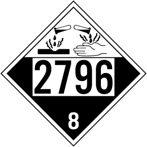 UN # 2796 Class 8 Corrosive Placard