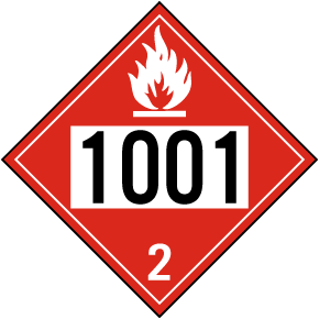UN 1001 Flammable Gas Class 2 Placard