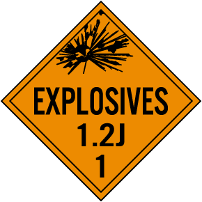 Explosive Class 1.2J Placard