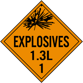 Explosive Class 1.3L Placard