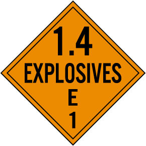 Explosive Class 1.4E Placard