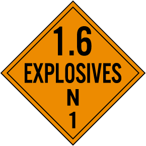 Explosive Class 1.6N Placard