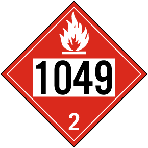 UN #1049 Hazard Class 2 Placard
