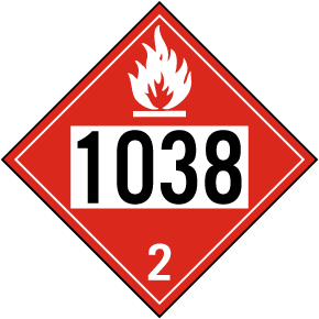 UN #1038 Hazard Class 2 Placard