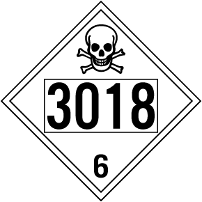 UN #3018 Hazard Class 6 Placard