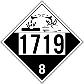 UN #1719 Hazard Class 8 Placard