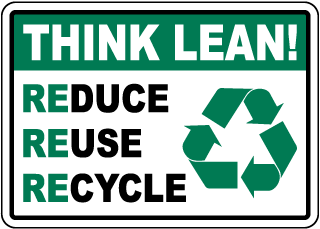 Think Lean Reduce Reuse Recycle Sign