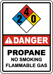 NFPA Danger Propane 2-4-0 No Smoking Flammable Gas Sign
