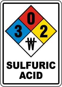 NFPA Sulfuric Acid 3-0-2-No Water Sign