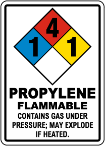 NFPA Propylene 1-4-1 Flammable Gas Sign